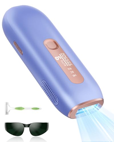 Depiladora Láser de Luz Pulsada 3 en 1 - HR/SC/RA, 9 Niveles de Energía, 999,900 Flashes Depiladora Láser, Mujers, Hombres, Piernas, Bikini, Axilas, Cara, Cuerpo Violeta