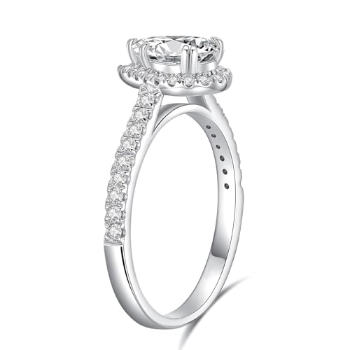 Halo Wedding Engagement Ring Sets for Women, 1.5 Carat (ctw) Pear-Cut Moissanite Bridal Sets Wedding Ring Sets, Halo Moissanite Wedding Band Set Engagement Anniversary Ring, Customizable 925 Sterling Silver/10K Gold/14K Gold/18K Gold3