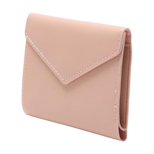 1Pcs Simple Wallet 3-Fold Solid Color Wallet PU Leather Baby Pink 11.3x9.6cm2