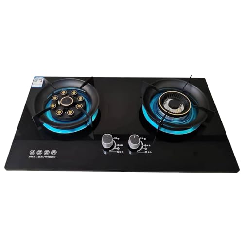 Verre Trempé Cuisiniere Gaz - Gaziniere Gaz, Cuisinière À Gaz Double À Flamme Réglable, Brûleur Domestique À Sécurité Enfant De Type Poussoir, Cuisinière De Cuisine Bi-carburant GPL/NG (Size : LPG)