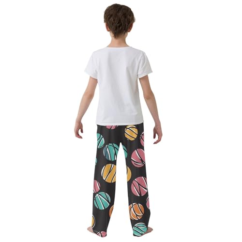 ZZXXB Colorful Basketball Boys Long Pants Soft Trousers Elastic Waist Kids Lounge Bottoms with Pockets S-XL3