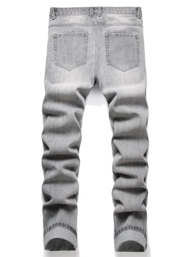 Men's Slim Fit Jeans Comfort Straight Leg Casual Mid Waist Denim Pants Trousers3