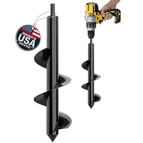 K-Brands Auger Drill Bit for Planting – 3 x 12 Inch - Gardening Tools Spiral Hole and Bulb Planter for Umbrella Holes - Compatible with 3/8 Inch Hex Drive Cover