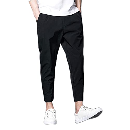 INVACHI Men's Slim Fit Khaki Pants Stretch Cropped Chino Skinny Pants 3/4 Pants