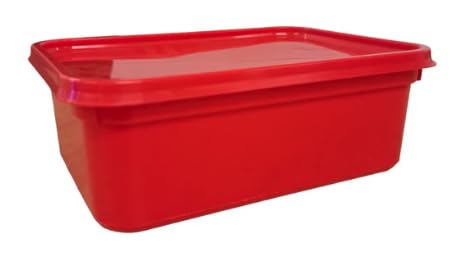 We Can Source It Ltd - Colour Code Plastic Rectangular Ice Cream Containers & Lids - Food Storage For Kitchen 2L Size-Red - Pack of 20