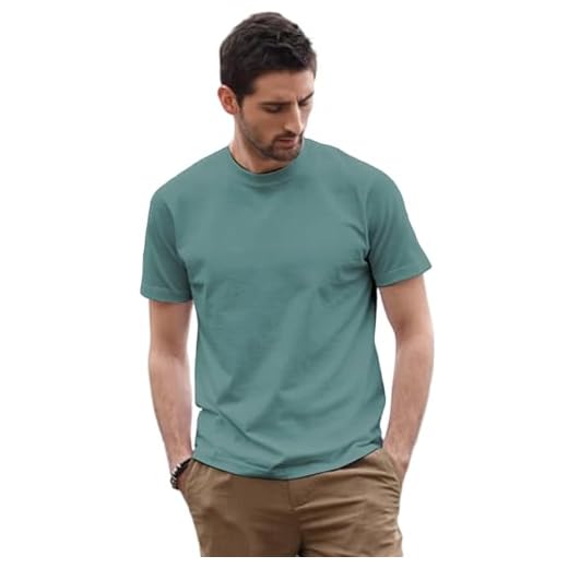 Camiseta masculina premium 100% algodão, manga curta, gola redonda, modelagem regular, casual, camisetas básicas, camiseta, 1 - verde-escuro, XGG