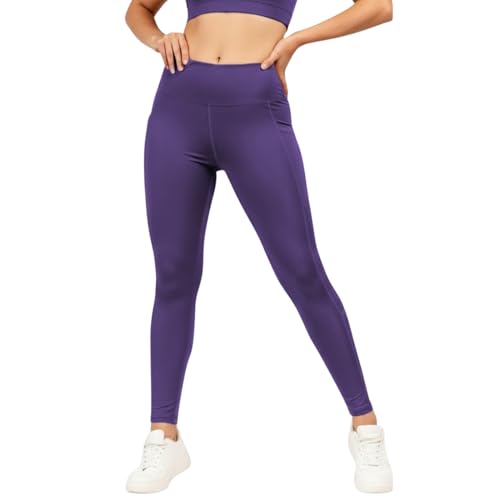 Image of NINQ high Waist Women Gym Compression Pants for Workout with Pocket, Yoga & Exercise, Active Wear Legging Sports Tights Trousers with Comfortable Fit for Running, Jogging & Training