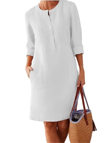 Robe en lin mi-longue idéale pour les après-midis d'été des seniors