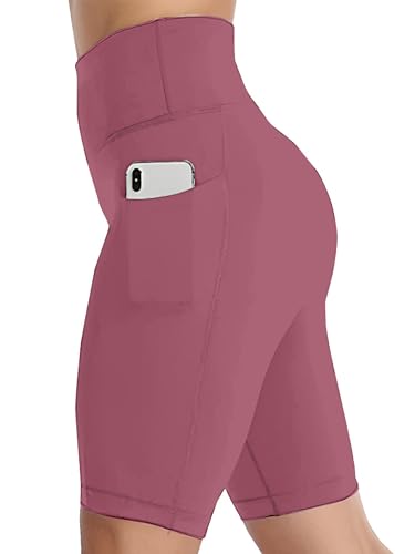 Image of Women's Polyester Stretchable Gym Shorts with Side Pockets High Waist Slim Fit Above Knee Length Activewear Tights Gym Fitness Cycling Running Yoga Shorts for Women
