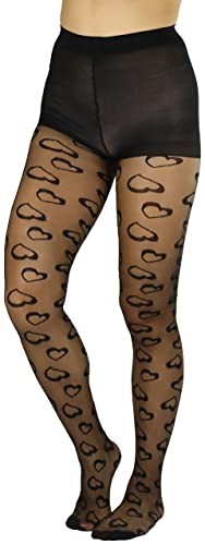 Image of ToBeInStyle Women's Valentine Day Themed Opaque Sheer Pantyhose w /Heart Love