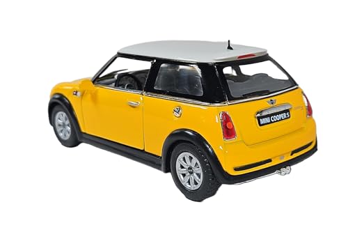 Mini Cooper S, 1:28 Scale Die Cast Model, Openable Doors, Pull-Back Action, Yellow - Image 4