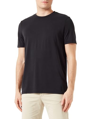 T-shirt à manches courtes noir en tricot pour homme avec col rond classique
