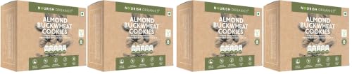 Image of Nourish Organics Almond Buckwheat Cookies | Gluten-Free, High Fibre Cookies | Made with Buckwheat, Almonds & Seeds | No Refined Sugar | 120g (Pack of 4)