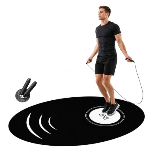 TOMAIX Large Jump Rope Mat and Jump Rope Set 36 x 55 inch High-Density Rubber Exercise Mat Non-Slip and Shock-Absorbing Suitable for Indoor and Outdoor Home Gym Workouts.