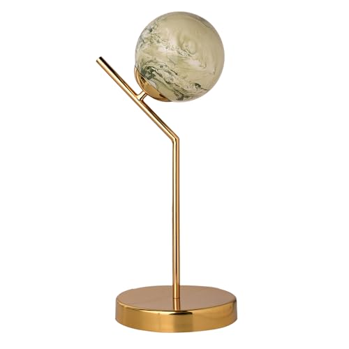 Image of Ocean Print Glass Table Lamp | Gold Finish Decorative Table Light | Modern Lamp for Home Office Bedroom Living Room Dining Room Use | Stylish Desk Lamp | Without Bulb