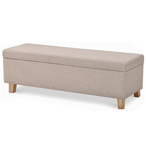 Genérico Banco otomano Rectangular con Almacenamiento, reposapiés, Taburete de algodón y Lino para sofá o Cama con Patas de Madera, baúl para Juguetes y Zapatos, Taburete Largo para Cambiar