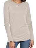 Long Sleeve Shirts for Women Crew Neck Basic Tee Fashion Womens Tops Cream