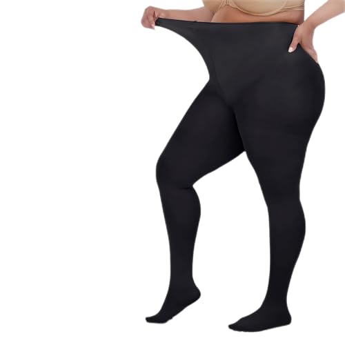 Image of LISSELE Opaque Plus Size Tights for Women - Microfiber, Run Resistant Toe Plus Size Stockings - Footed Tights Pack, 1X-8X