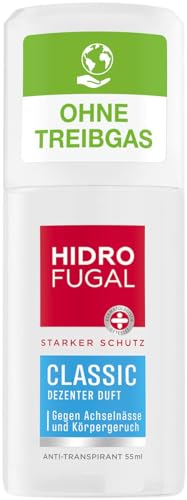 Hidrofugal Classic Zerstäuber (55 ml) starker Anti-Transpirant Schutz mit dezentem Duft Deo Spray für zuverlässigen Schutz ohne Ethylalkohol