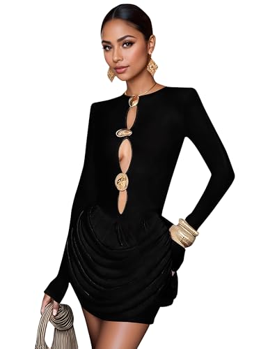 Image of Figdaw Sparkling Rhinestone Bodycon Dress for Women Special Occasions,Night Out