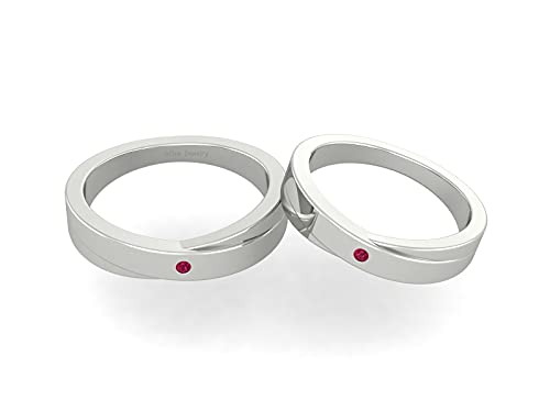 Bague de fiançailles couple en argent et zirconium rose romantique