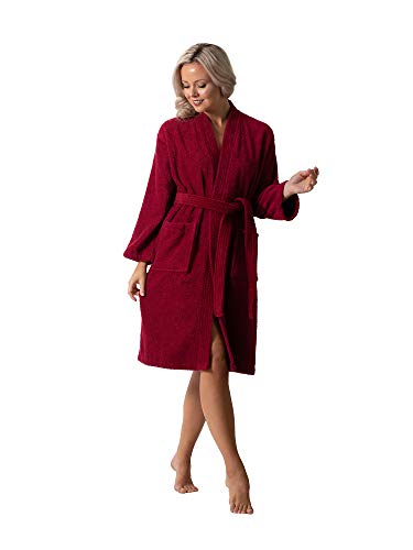 Image of Luxurious Turkish Terry Kimono Collar Super-Soft Terry Absorbent Bathrobes for Women