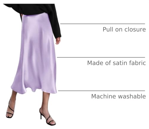 Image of Zeagoo Skirts for Women High Waist Skirt Elegant Midi Skirt Satin