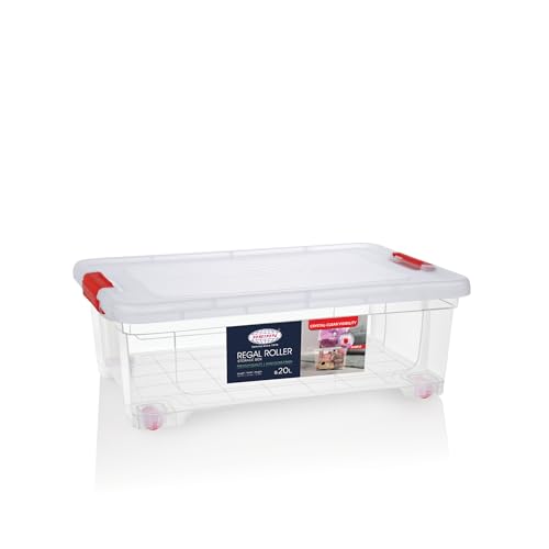 Image of Asian Plastowares - Regal Roller | 20 Ltr - Storage Box | Stackable Organizer for Clothes, Toys, Kitchen, Makeup & More | BPA-Free, Space-Saving Design | Multipurpose Boxes | Transparent