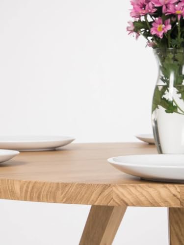 Image of Solid Wooden 4 Seater Round Dining Table for Living Room, Dining Room, Hotel & Home, Brown Finish, (d120 x w120x h75 CM)
