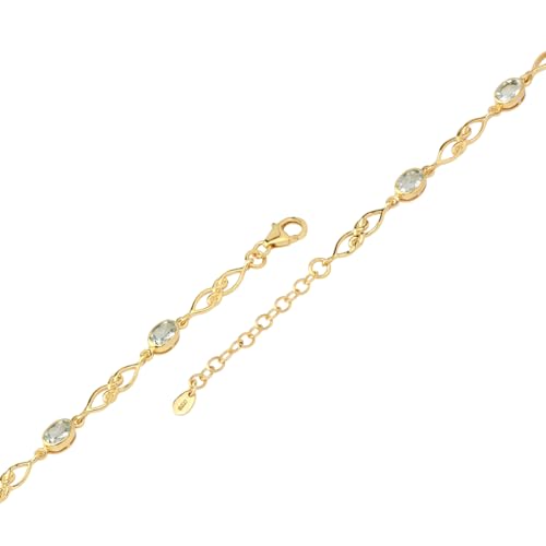 Image of Silvershake Birthstone Gemstones White Gold Plated or Yellow Gold Plated 925 Sterling Silver Scroll /Filigree Celtic Knot Weave 7.25 to 8.75 Inch with Adjustable Extension Bracelet Jewelry for Women