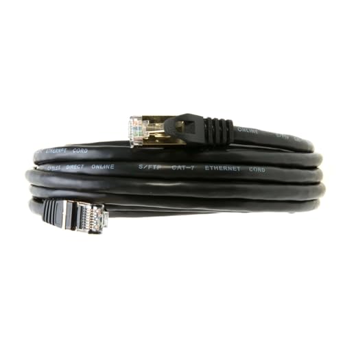 Image of 6FT S /FTP CAT 7 Gold Plated Shielded Ethernet RJ45 Copper Cable 10 Gigabit Ethernet Network Patch Cord Cat7 (6ft, Black)