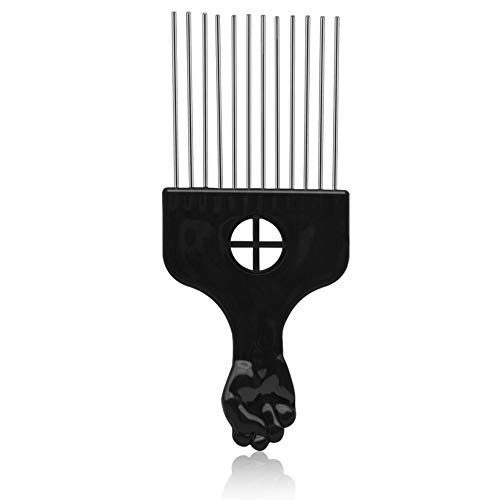 BEWAVE Metal Hair Pick for Afro Hair, Hair Pick Afro Comb for Curly Hair, Afro Picks for Women/Men Hair Styling Hairdressing Tool