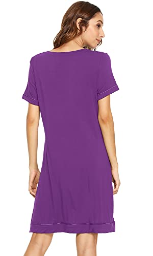 WiWi Viscose from Bamboo Nightgowns for Women Short Sleeve Sleep Shirt V Neck Nightgown Plus Size Sleepwear S-4X,2