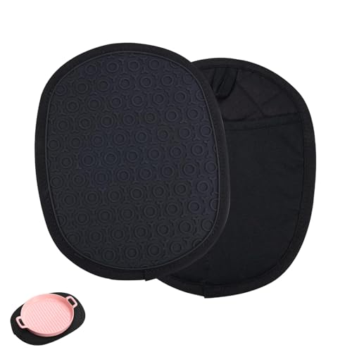 Manoplas gruesas de silicona para agarrar, 2 unidades de guantes de cocina resistentes al calor para horno con bolsillos, guantes antideslizantes para horno para cocinar y hornear (negro)
