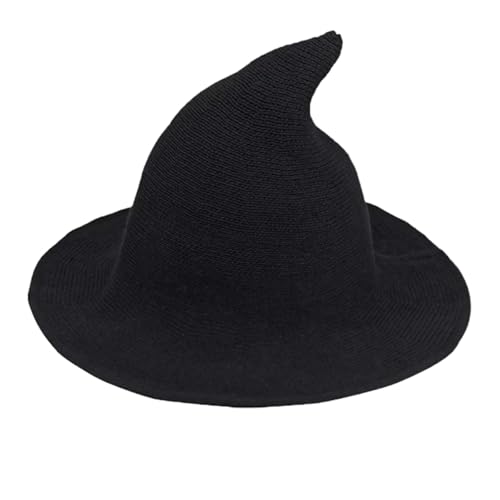 Bamboopack - Bamboopack FBA-HYYC82197 Chapeau de sorcière pointu pliable en tricot pour femme - Chapeau de sorcière pour Halloween, cosplay, fête, bal masqué, accessoire de costume (noir), M - -7%