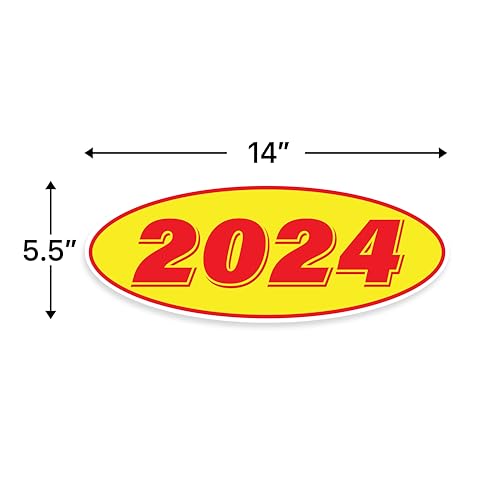 Image of 2024 Car Model Year Windshield Stickers | 14 inch x 5.5 inch Oval Stickers for Car Dealerships, Vehicle Windshields (Pack of 12)