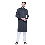 Majesnic Premium Men's Fashion Kurta Pajama for Men | Lightweight, Comfortable Indian Traditional Wear (US, Alpha, Large, Regular, Regular, Slate Grey)