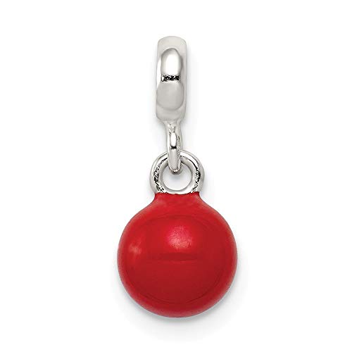 925 Sterling Silver Polished Red Enameled Bead Enhancer Charm Pendant Necklace Jewelry Gifts for Women