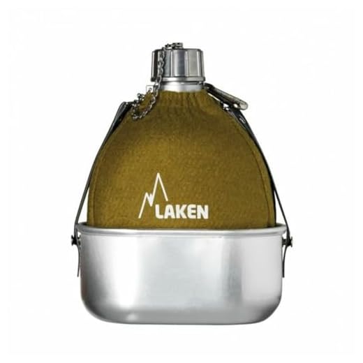 LAKEN Clásica, Cantimplora de Aluminio con Marmita 0,6 Litro y Fonda de Fieltro, 1 L