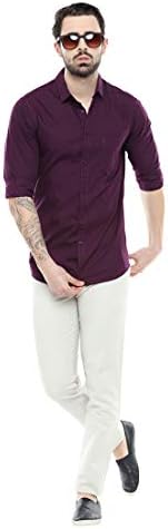 Dennis Lingo Men Cotton Solid Slim Fit Casual Shirts