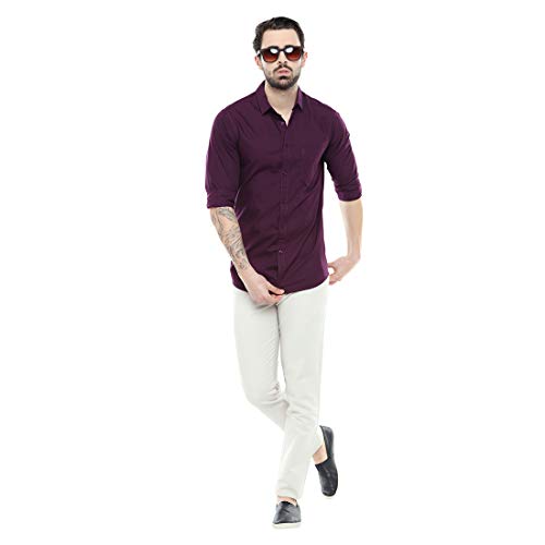 Dennis Lingo Men Cotton Solid Slim Fit Casual Shirts