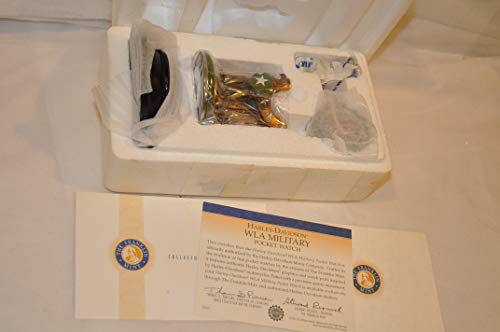 FRANKLIN MINT Harley Davidson WLA Military POCKET WATCH with Eagle Stand