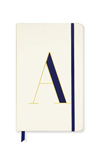 kate spade new york Take Note Large Leatherette Initial Notebook, Bound Journal Includes 168 Lined Pages, A (Blue)