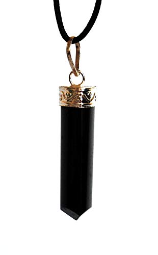 Detoxification Stone - Reiki Energy Charged Black Obsidian Crystal Point Pendant with Silver Chain (Beautifully Gift Wrapped)