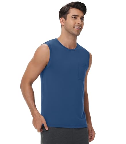 WiWi Men Pajamas Sleeveless Top Sleepwear T-Shirts Viscose from Bamboo Men's Tank Casual Loungewear Sleep Clothes Soft S-XXL3