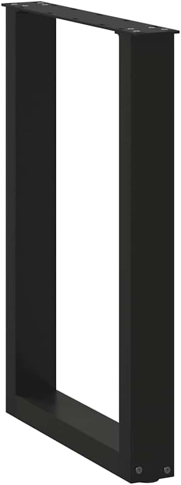 Coffee Table Leg Set of 2 Black Powder-Coated Steel Medium Dining Furniture Table Bases
