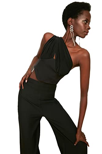 Trendyol Damen Collar Detailed Blouse, Schwarz, 40 EU