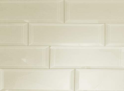 Abolos Frosted Elegance Glossy Crème 3\" x 12\" Beveled Glass Subway Backsplash Tile - Thumbnail 3