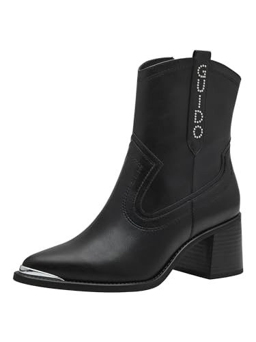 MARCO TOZZI by Guido Maria Kretschmer Damen Stiefeletten mit Absatz Cowboy Spitz, Schwarz (Black), 41 EU