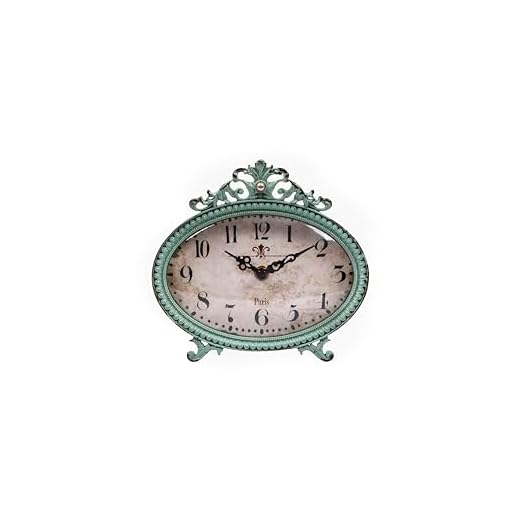 Creative Co-Op Green Antiqued Pewter Mantel Clock